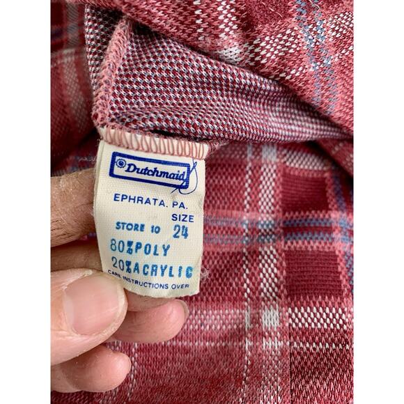 Vintage 1970s Sz Small A-line Pull On Pink Plaid Skirt Academia Preppy - Picture 5 of 6